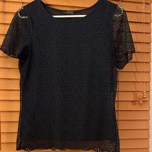 Zara Navy Lace Blouse
